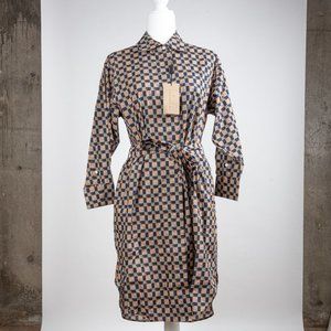 NEW Burberry  Isotto vintage pattern cotton shirt dress